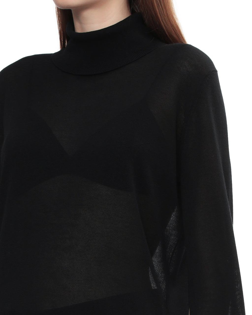 Slit sleeve turtleneck sweater