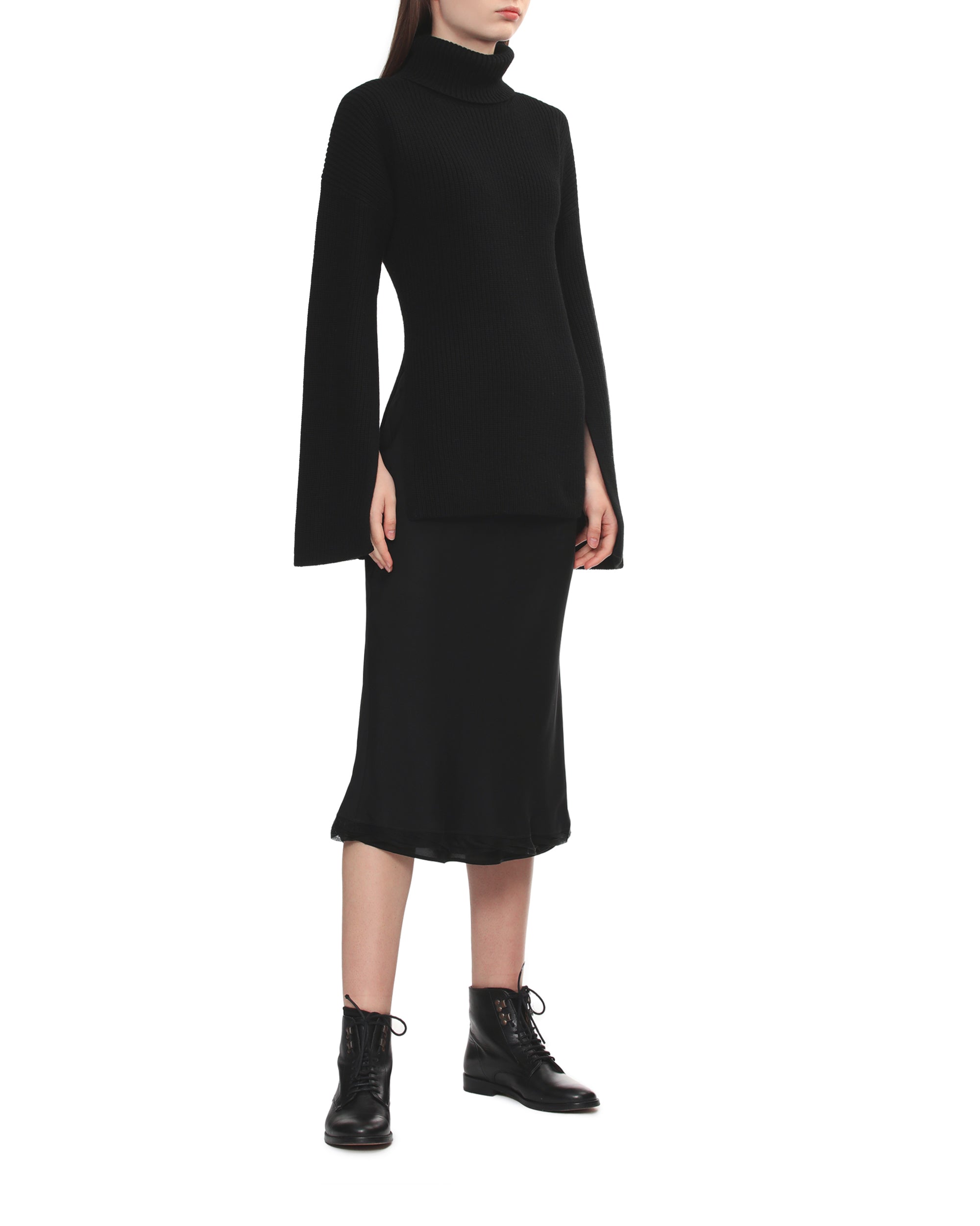 Slit sleeve knit top