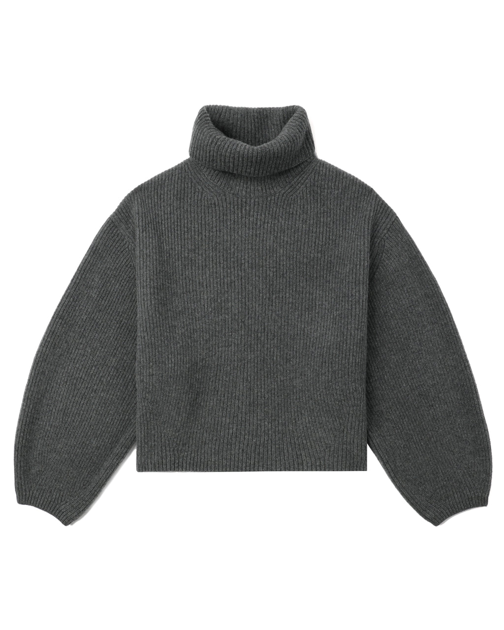 Rib turtleneck knit sweatshirt