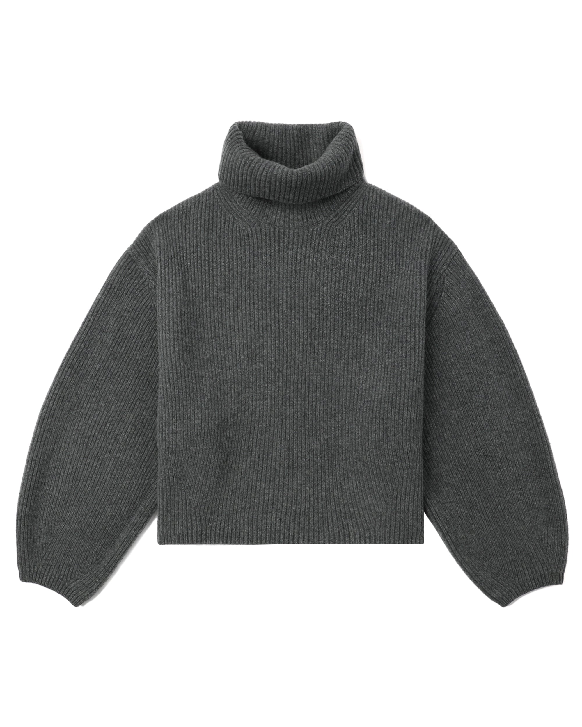 Rib turtleneck knit sweatshirt
