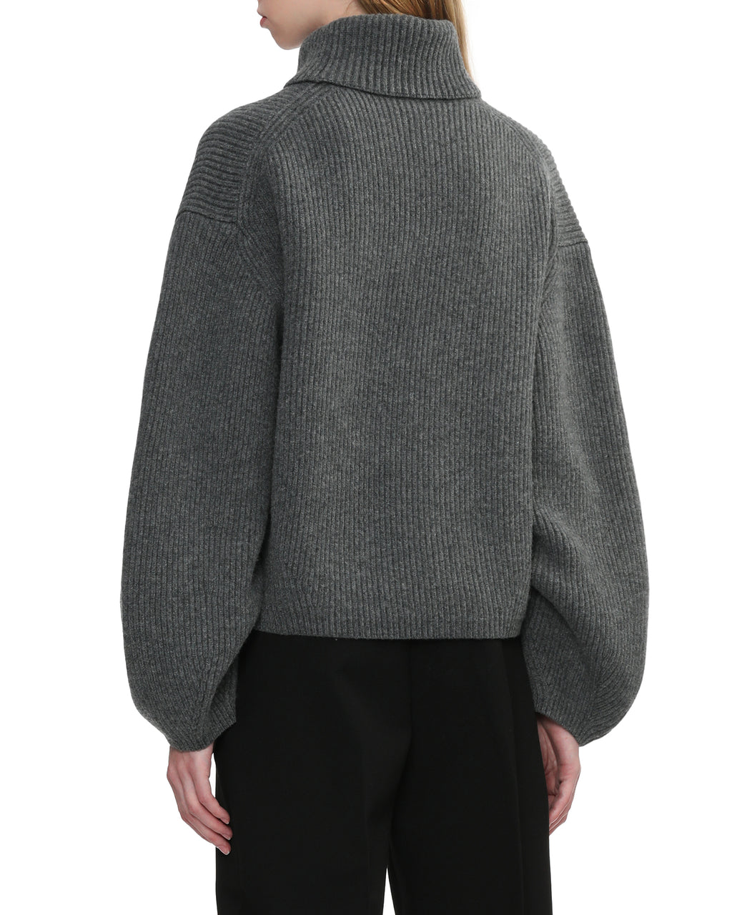 Rib turtleneck knit sweatshirt