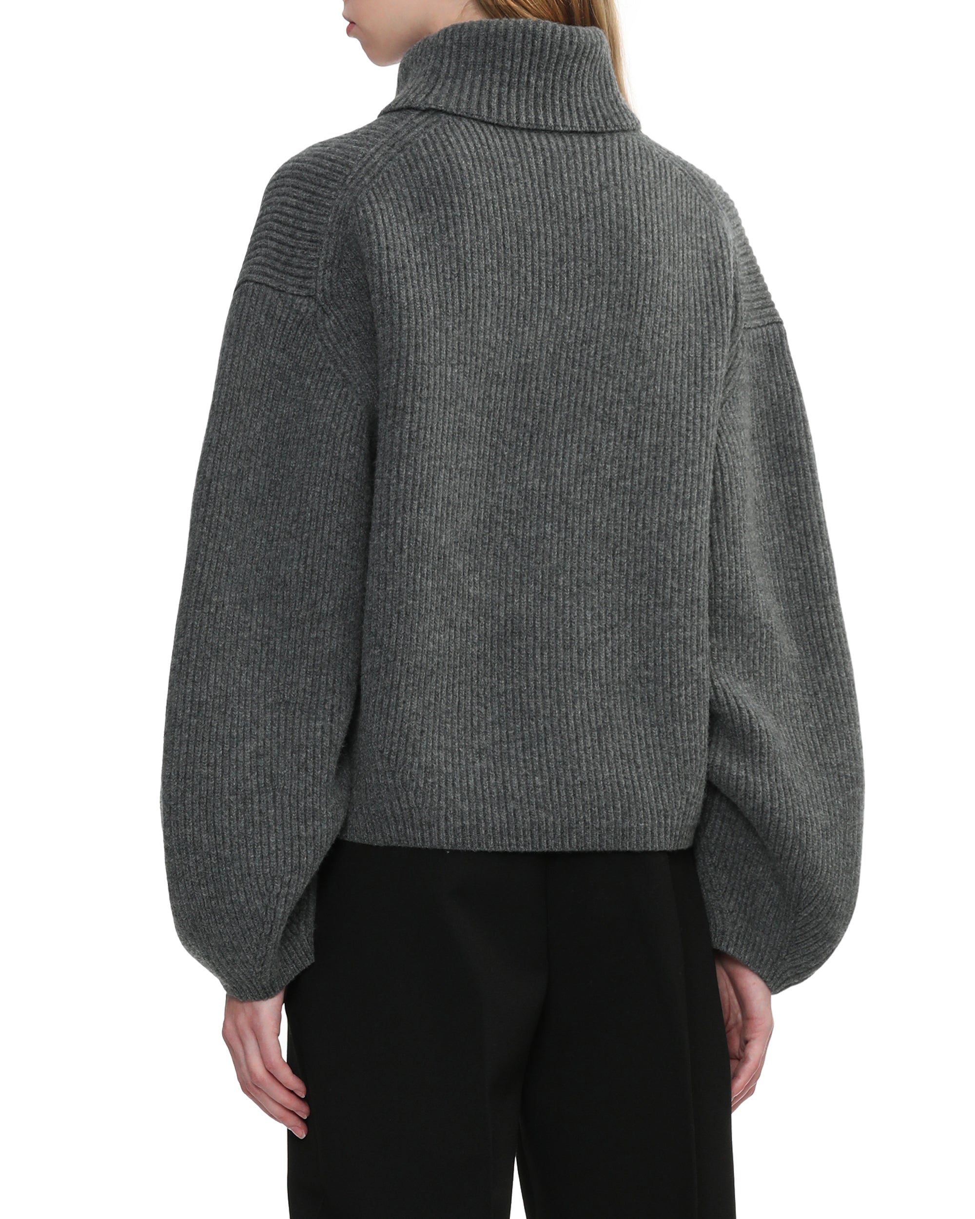 Rib turtleneck knit sweatshirt
