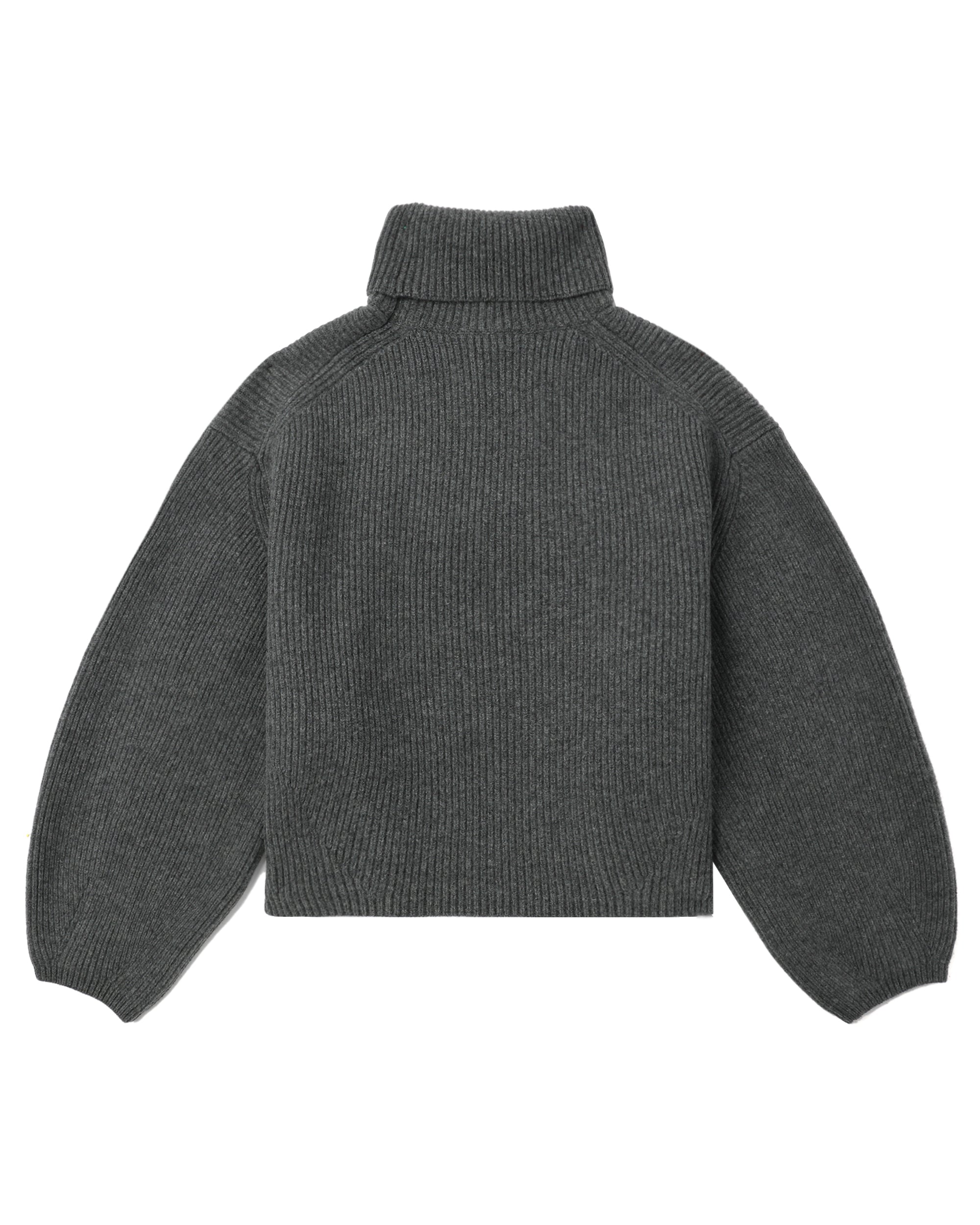Rib turtleneck knit sweatshirt