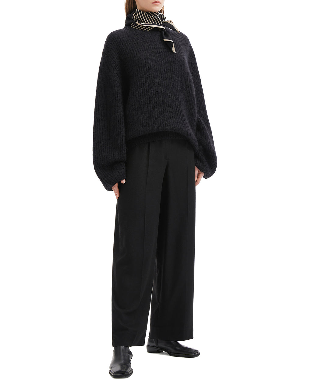 Mohair blend rib knit