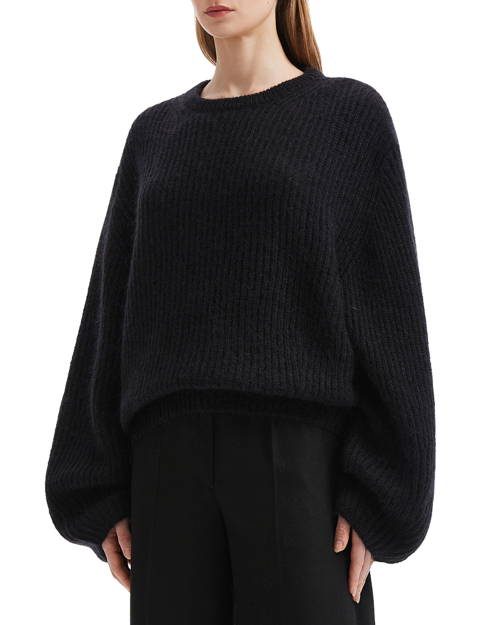 Mohair blend rib knit