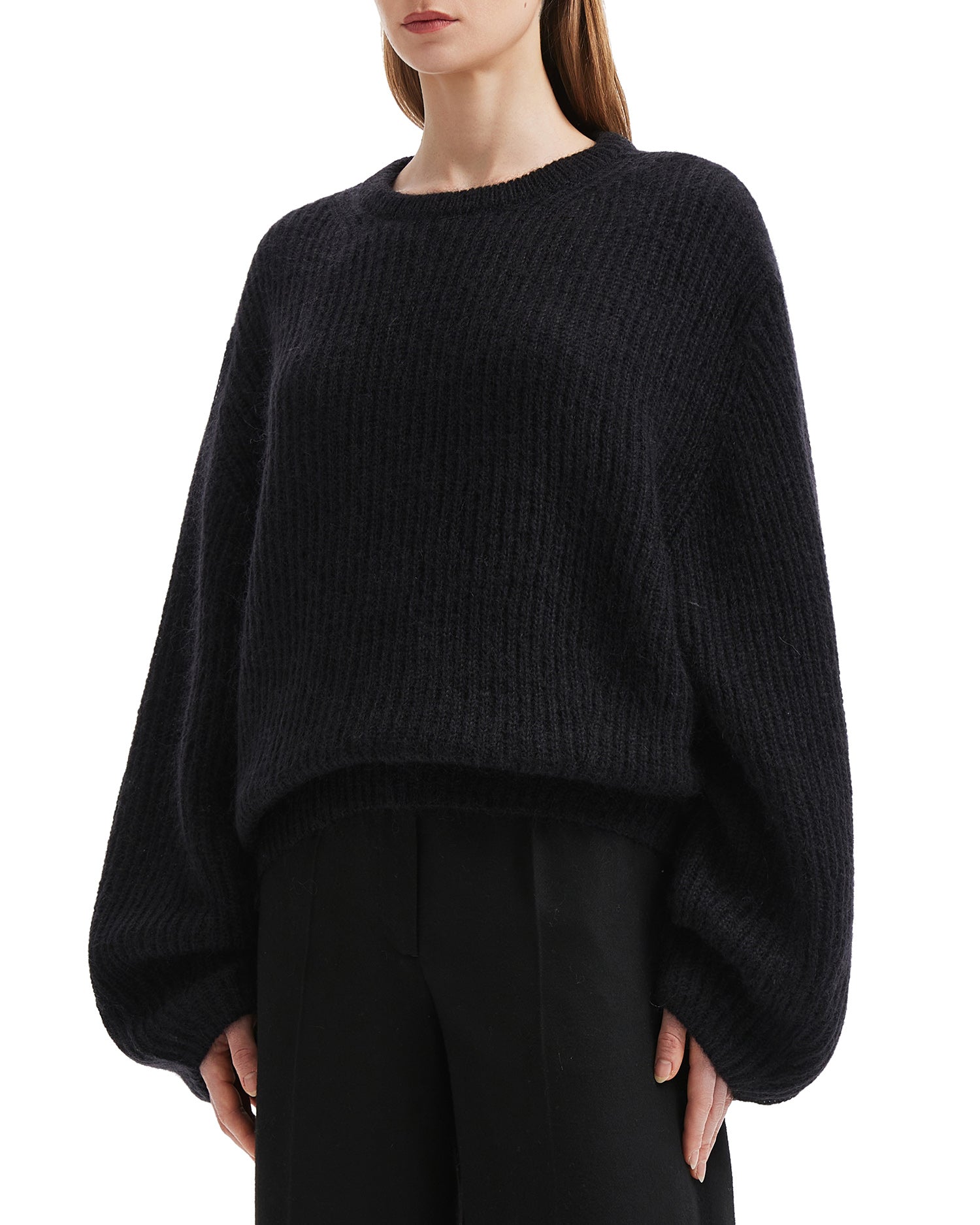 Mohair blend rib knit