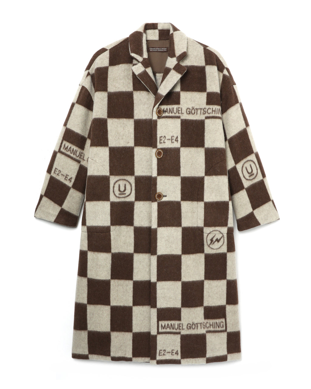Printed check cashmere coat
