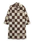 Printed check cashmere coat