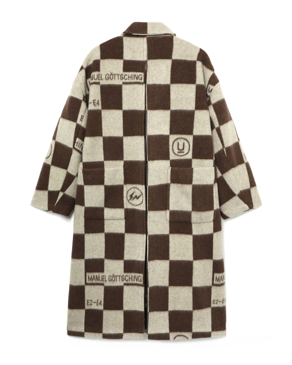 Printed check cashmere coat