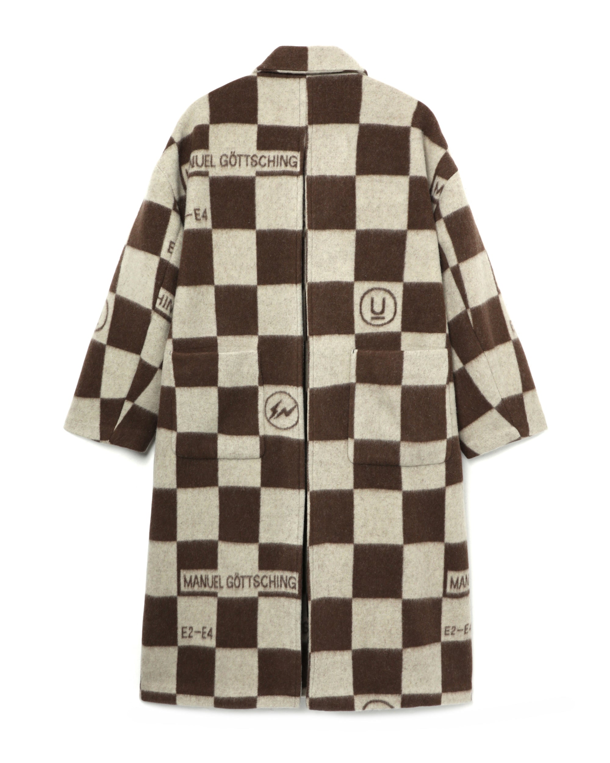 Printed check cashmere coat