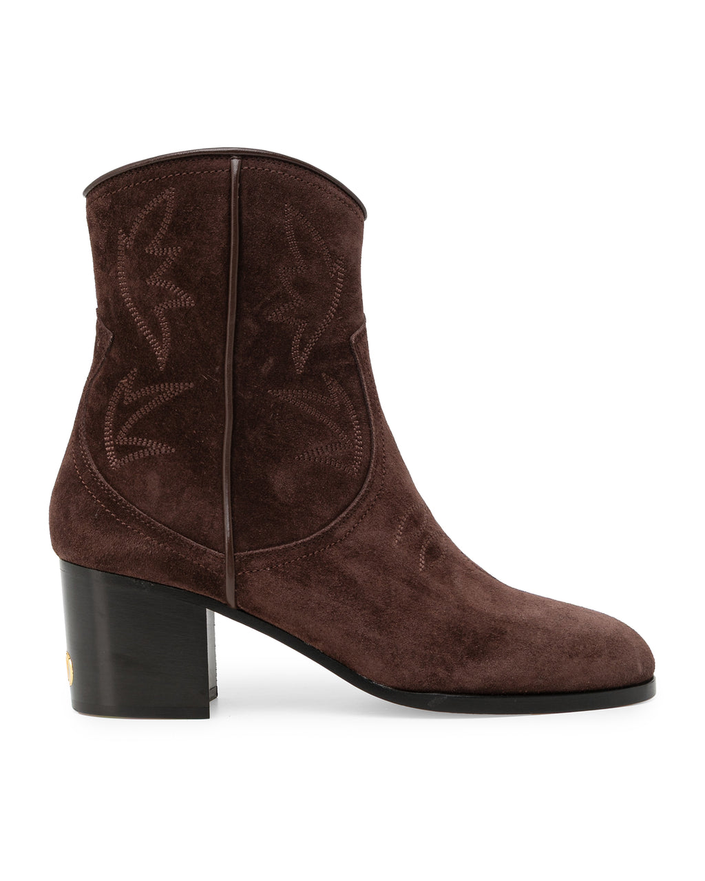 Embroidered block heel boots