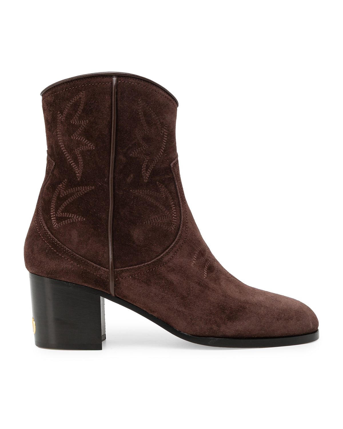 Embroidered block heel boots