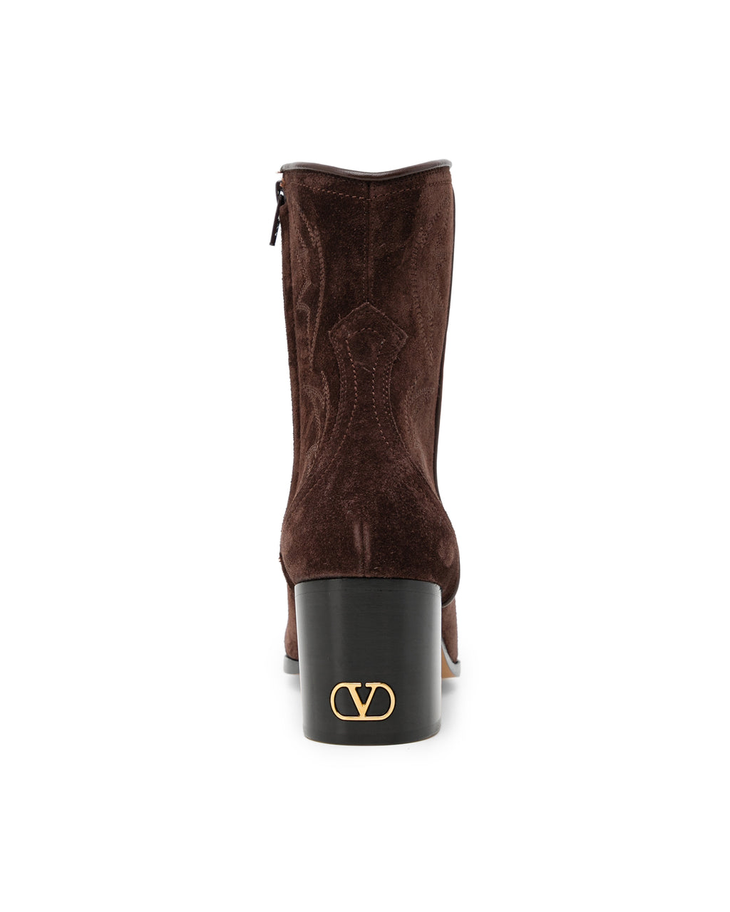 Embroidered block heel boots