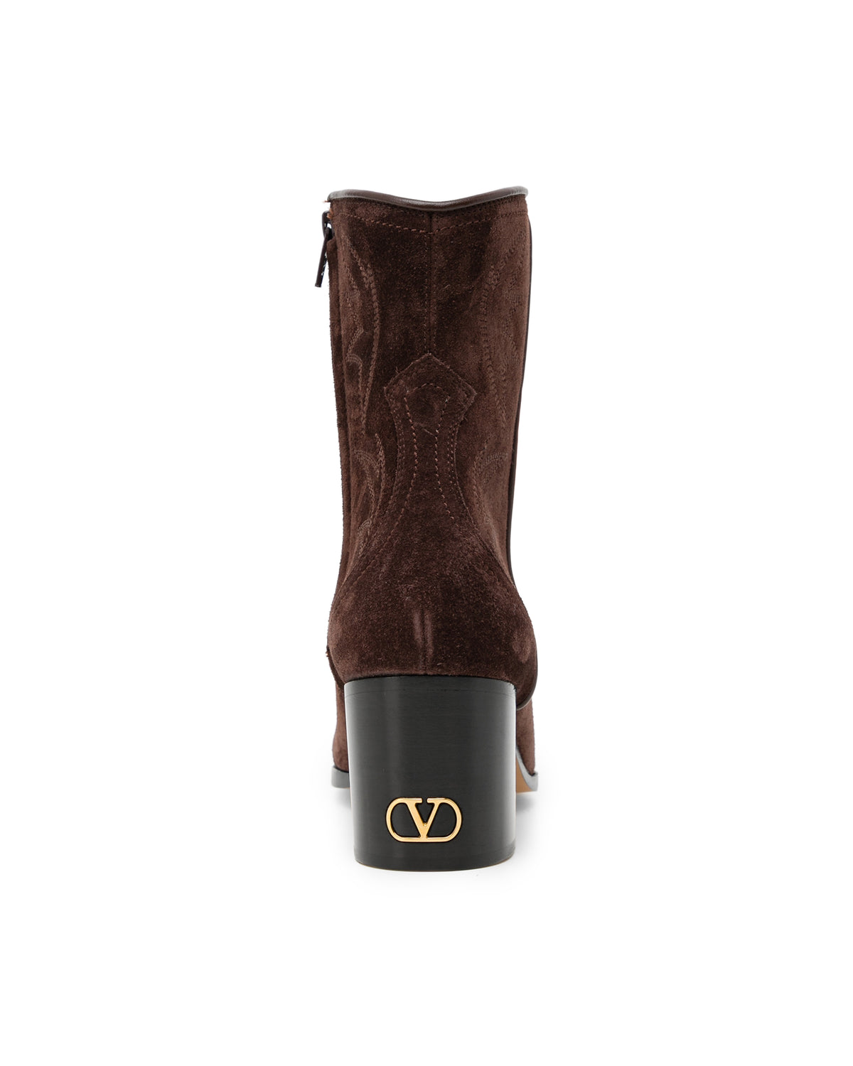 Embroidered block heel boots