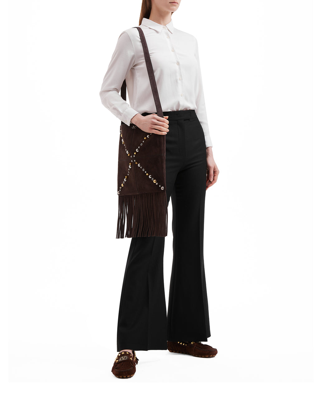 Nellcôte suede shoulder bag with fringes