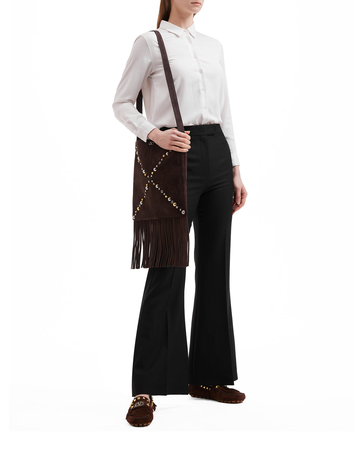 Nellcôte suede shoulder bag with fringes