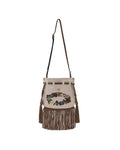 Embroidered tasselled bag