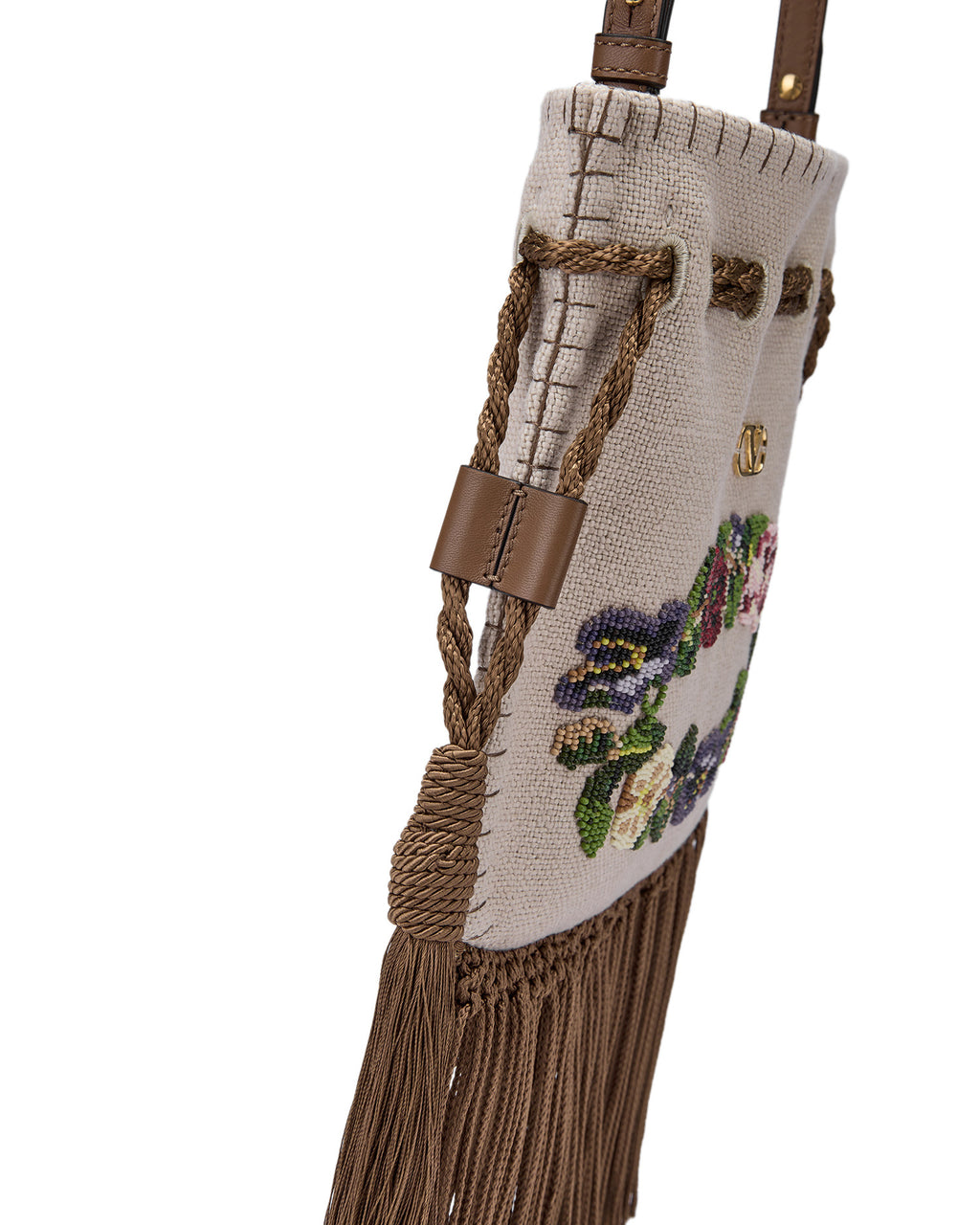 Embroidered tasselled bag