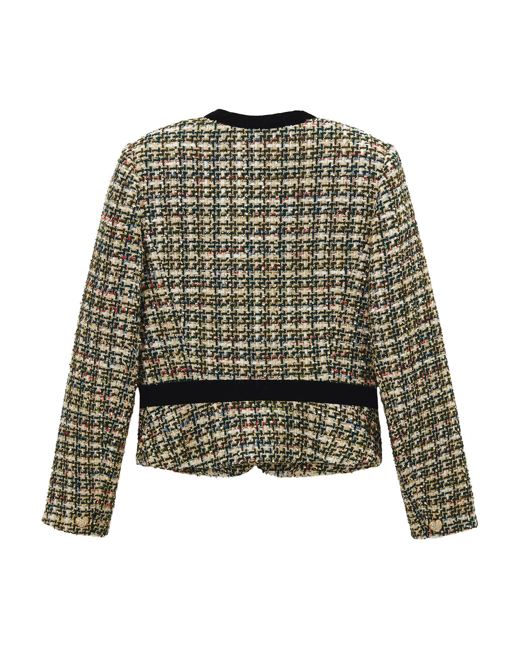 Velvet-trimmed lamé tweed jacket