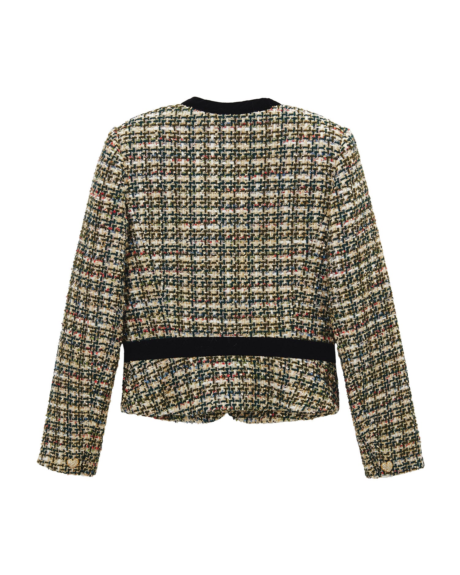 Velvet-trimmed lamé tweed jacket