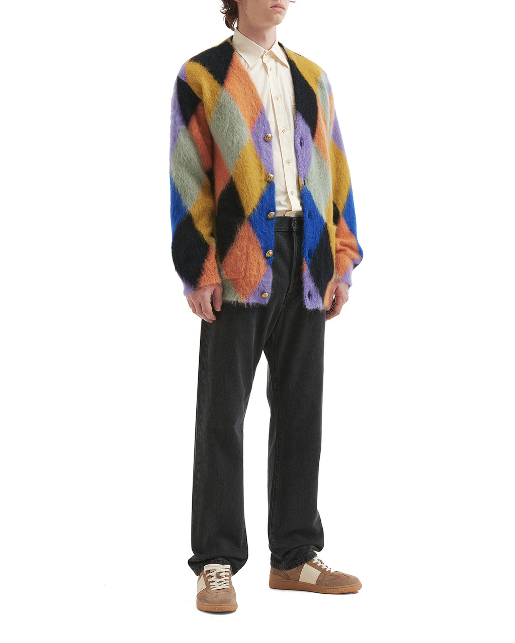 Rhombelle pattern wool cardigan