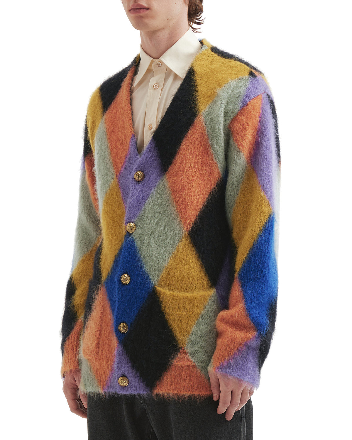 Rhombelle pattern wool cardigan