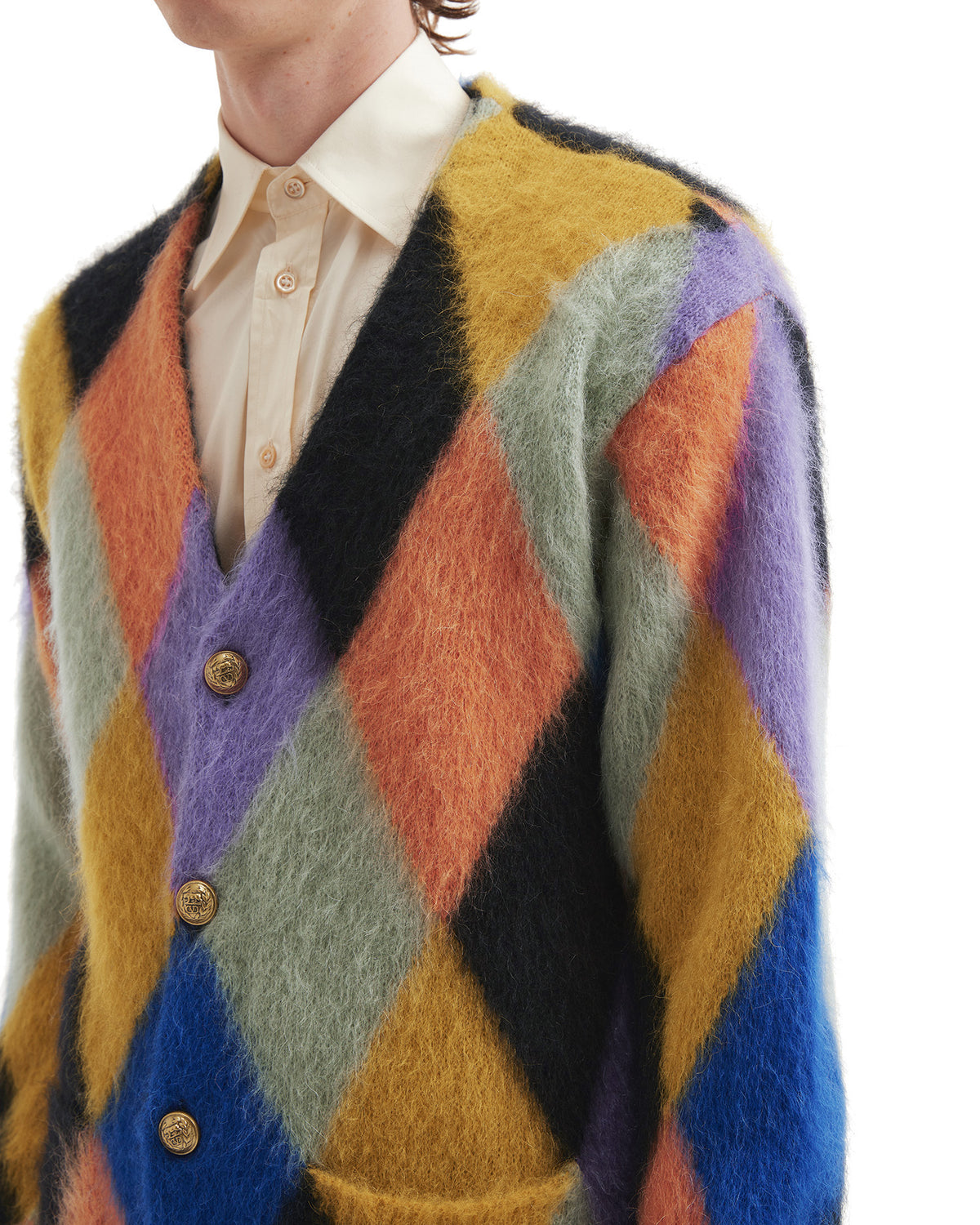 Rhombelle pattern wool cardigan