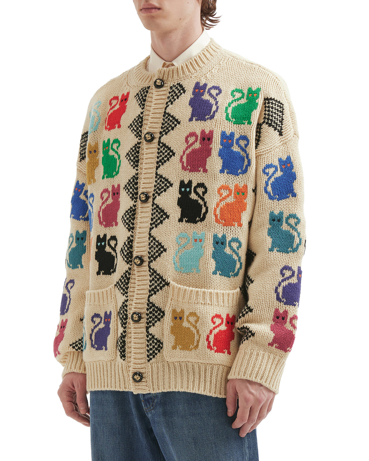 Le Chat De La Maison jacquard pattern cardigan