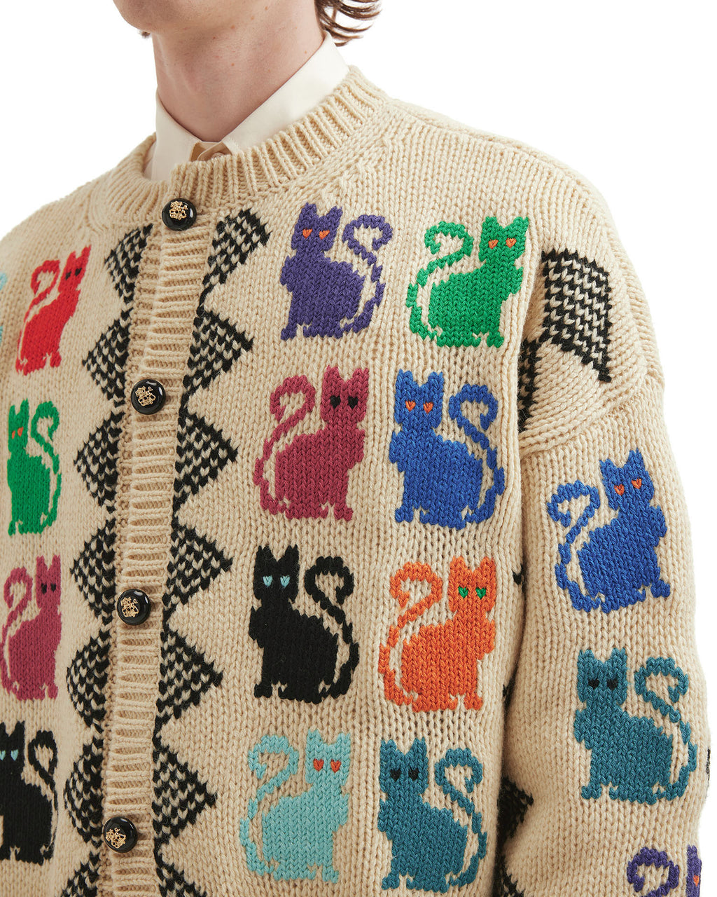 Le Chat De La Maison jacquard pattern cardigan