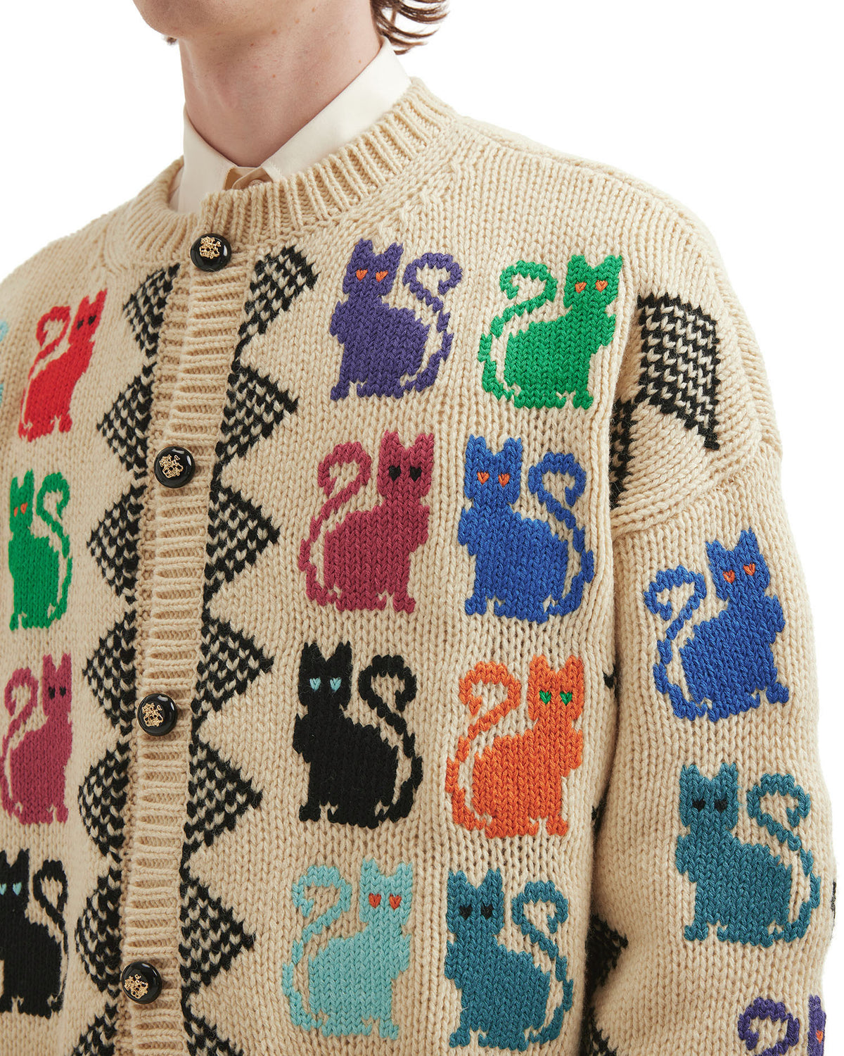 Le Chat De La Maison jacquard pattern cardigan