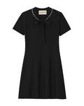 Bow-detailed embellished mini dress