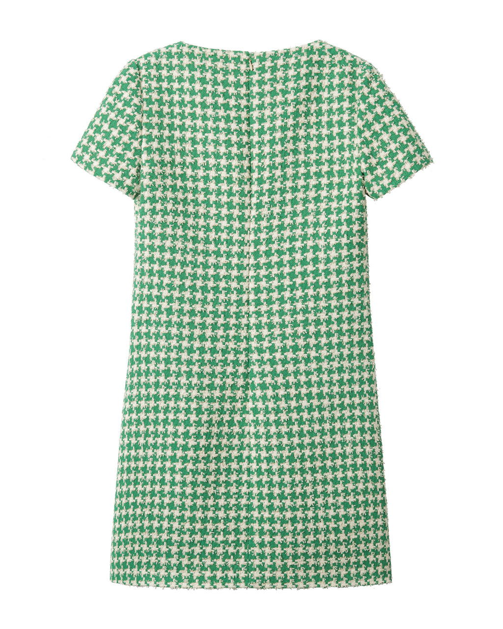 Houndstooth print bow neck dress