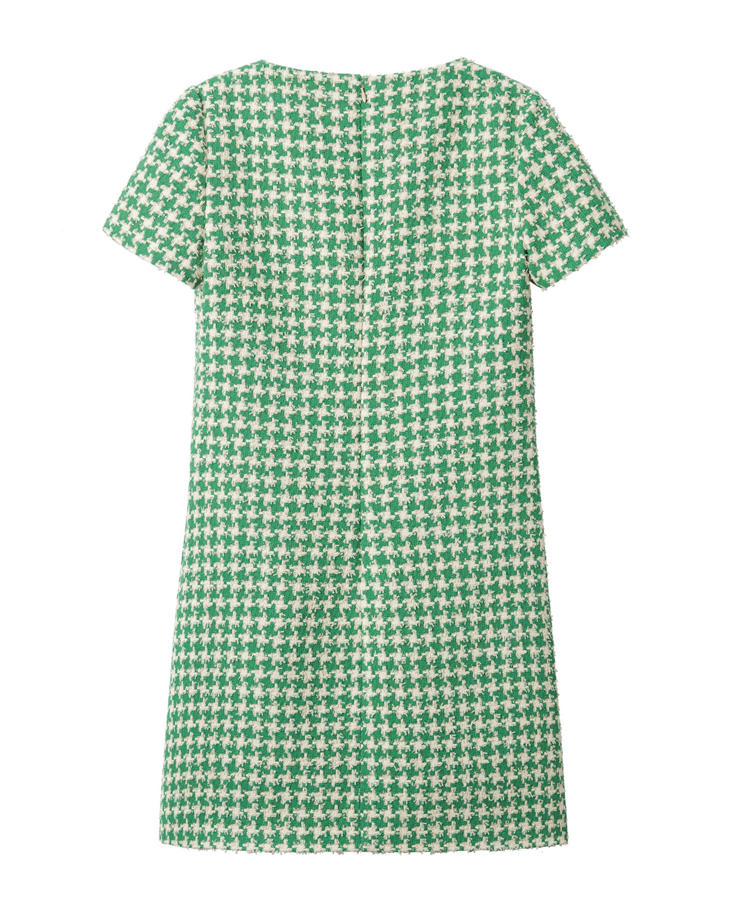 Houndstooth print bow neck dress