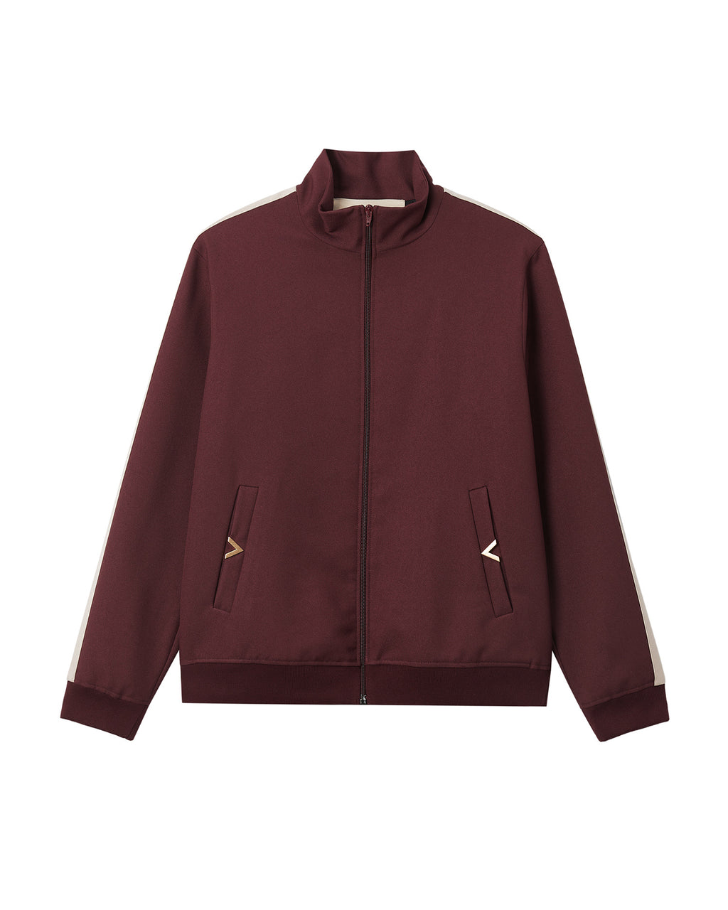 VGold striped drill zip-up jacket