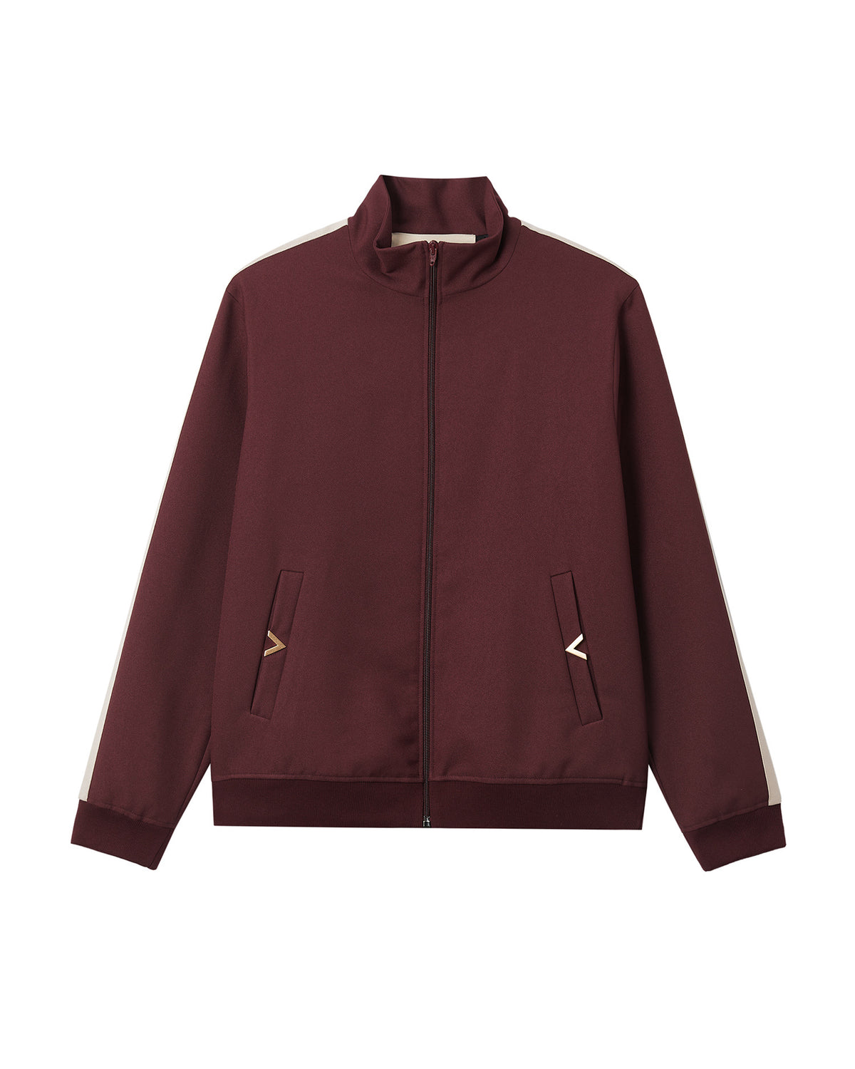 VGold striped drill zip-up jacket