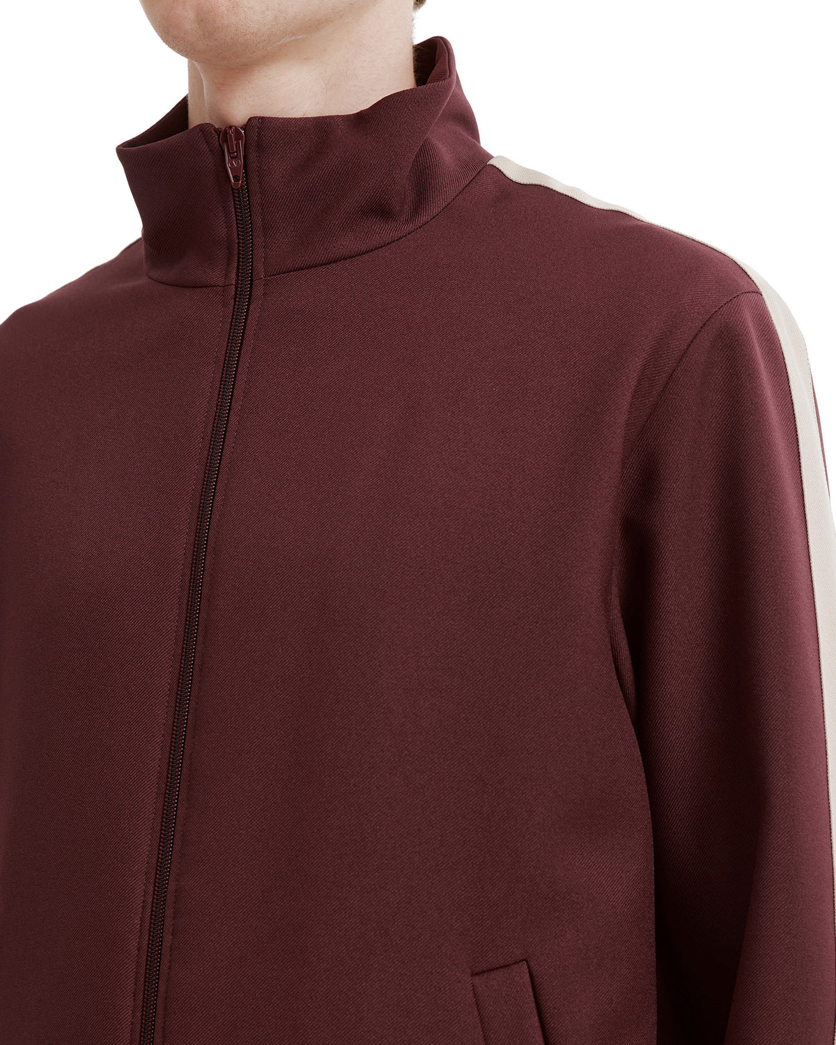 VGold striped drill zip-up jacket