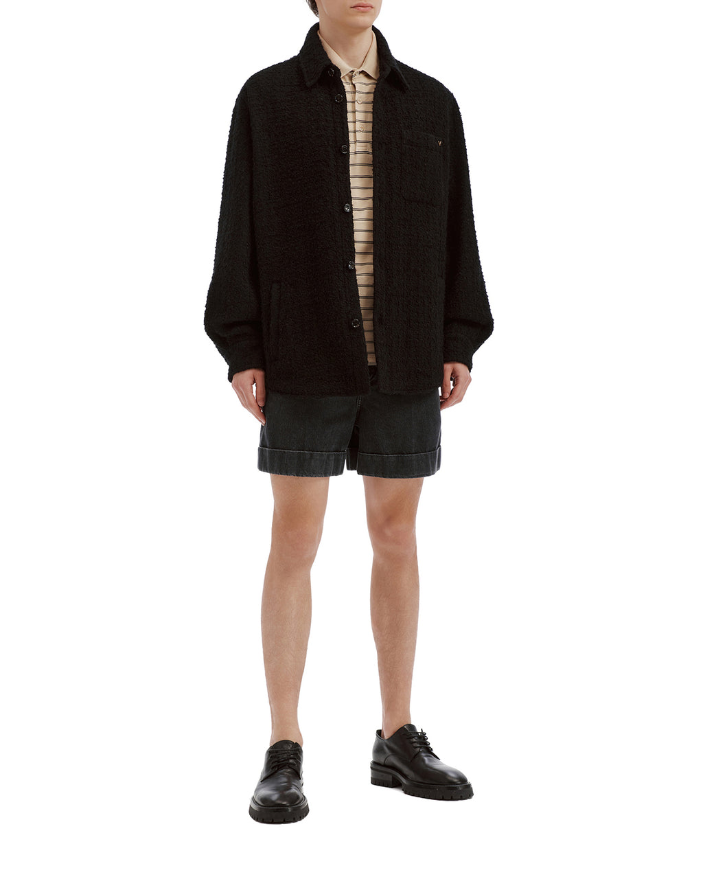 Cotton tweed shirt jacket