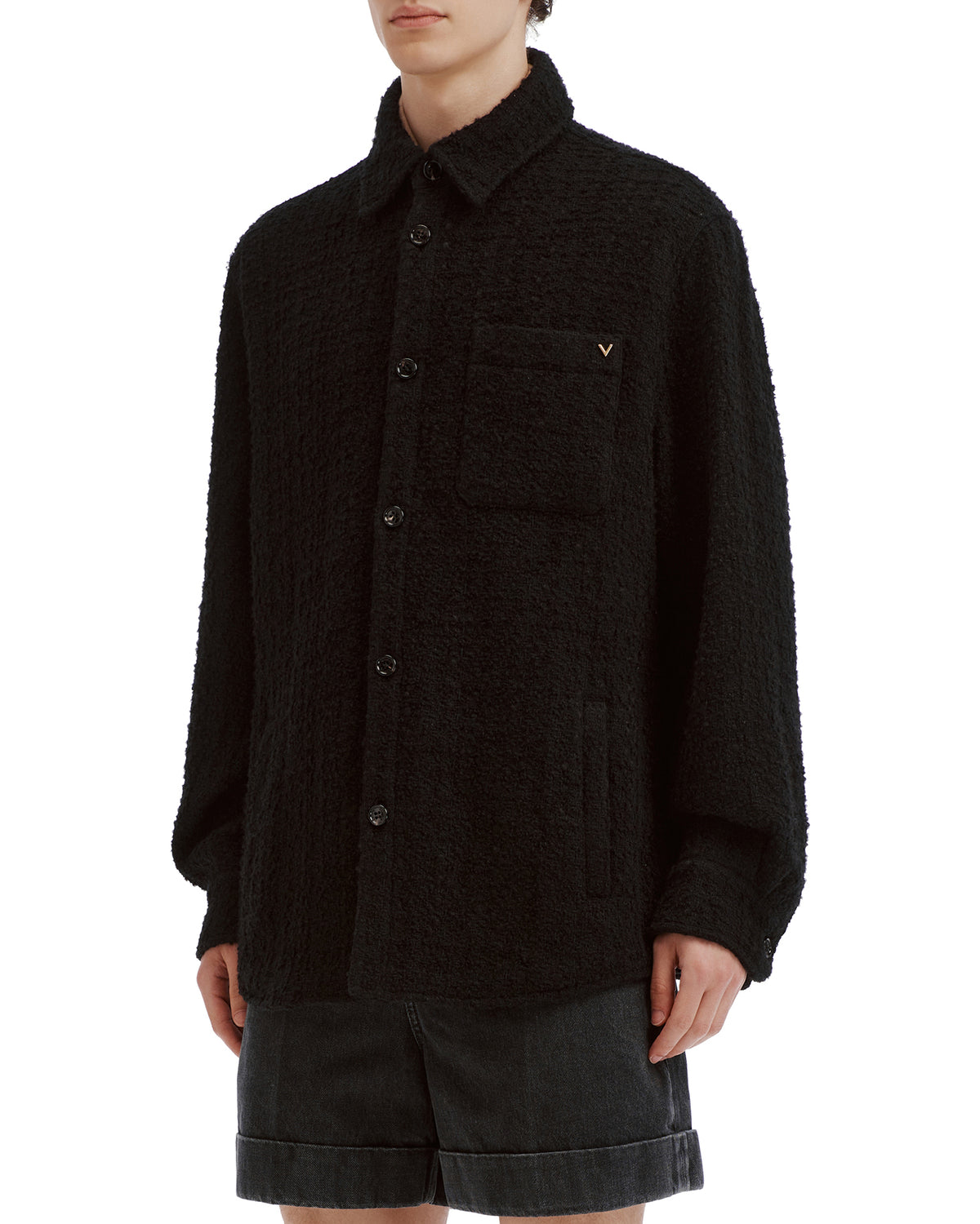 Cotton tweed shirt jacket