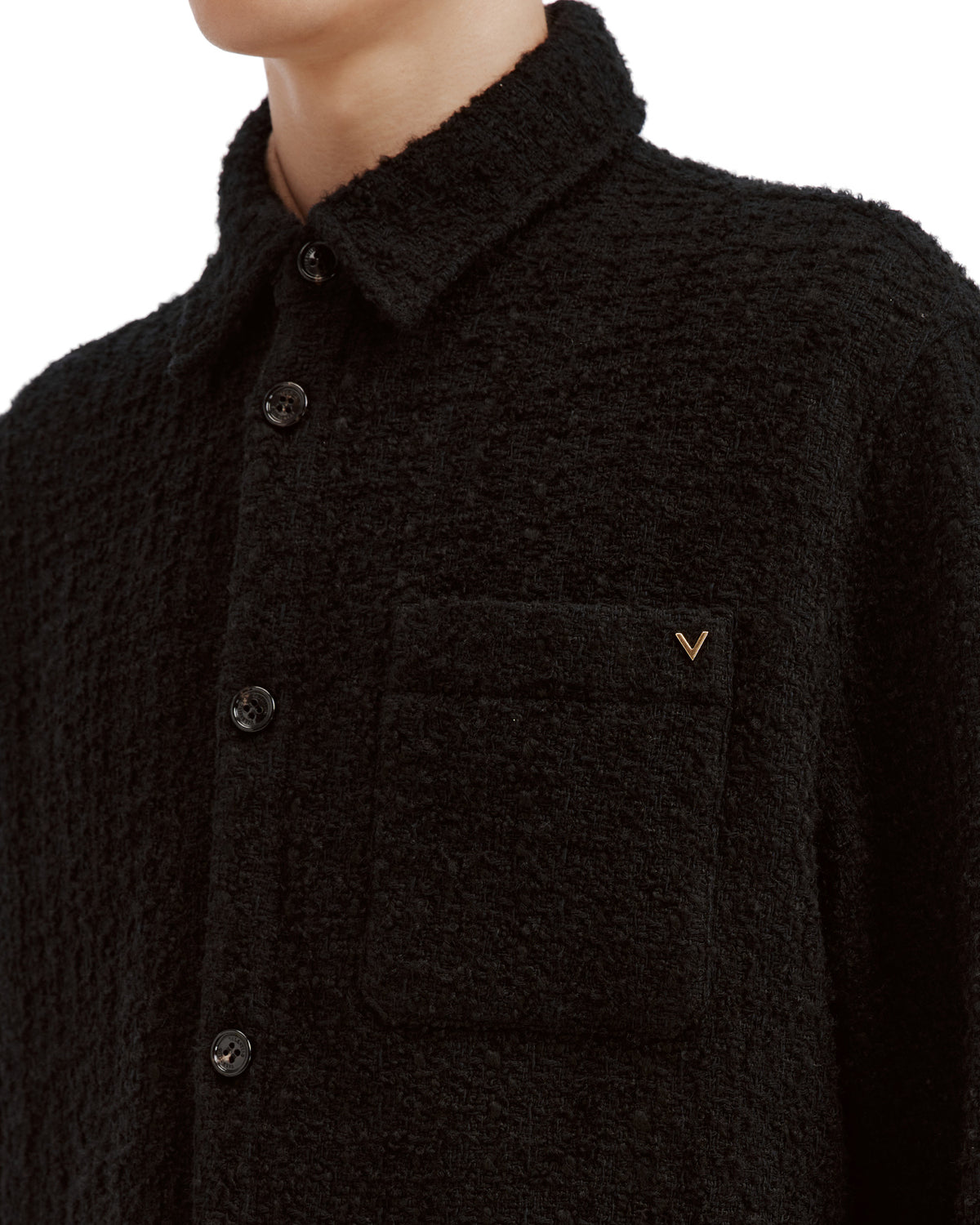 Cotton tweed shirt jacket