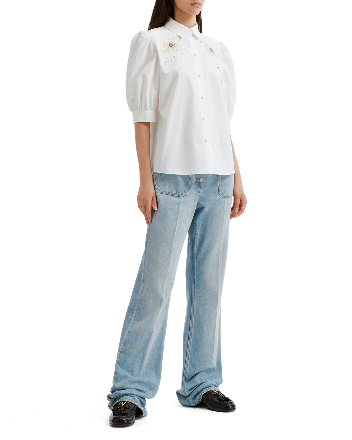 Button-front jeans