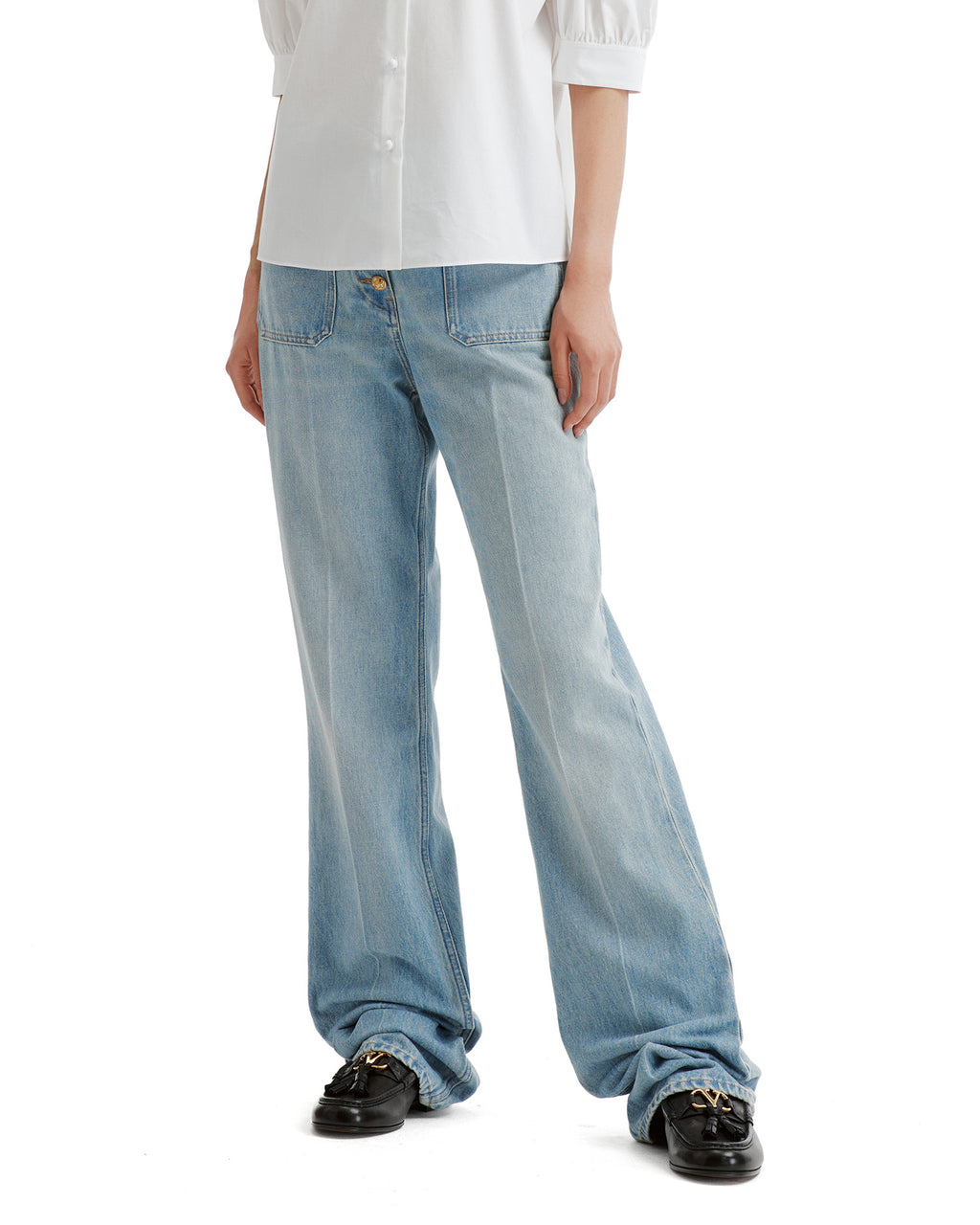 Button-front jeans