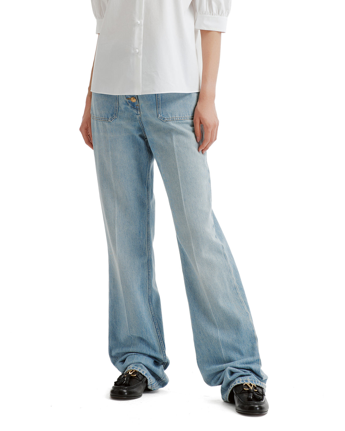 Button-front jeans
