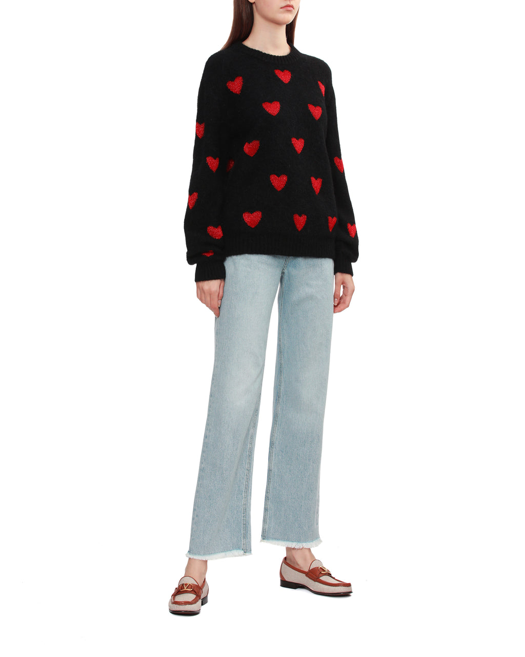 Heart jacquard pattern sweater