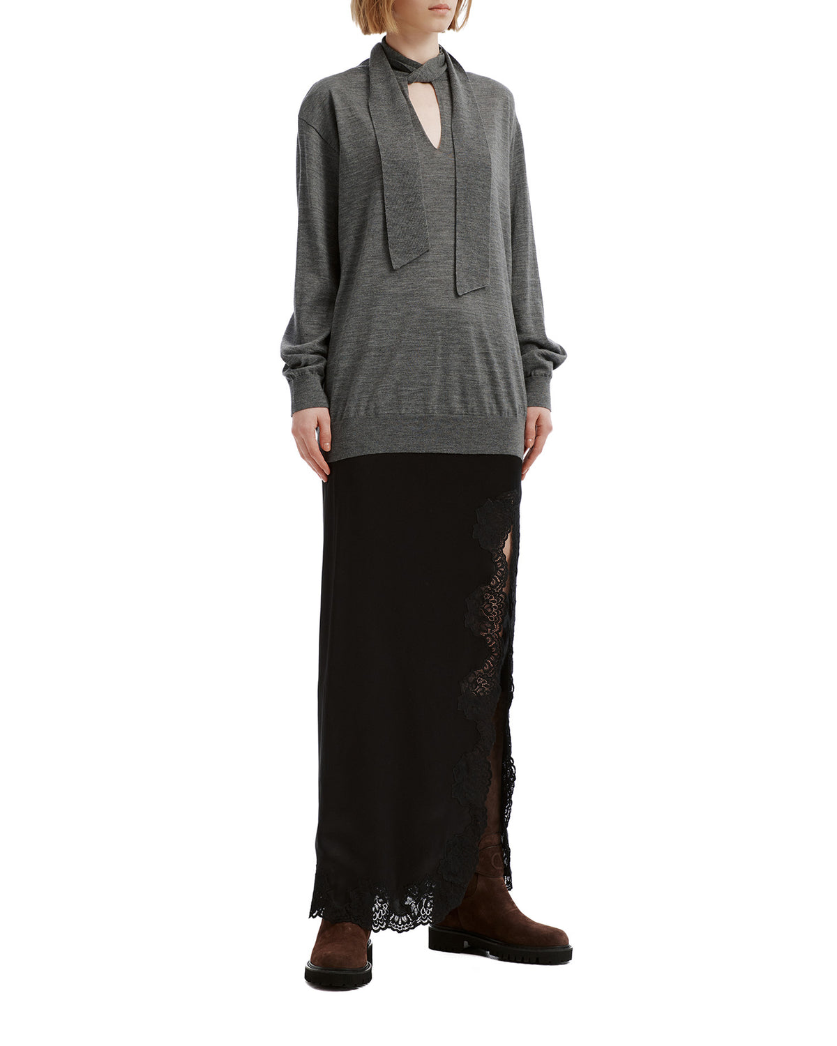 Tie neck jumper