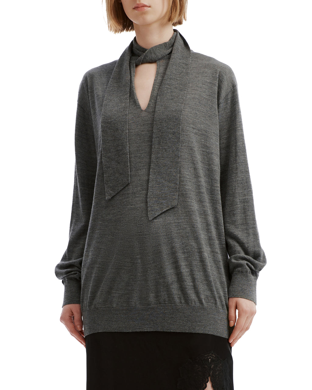 Tie neck jumper