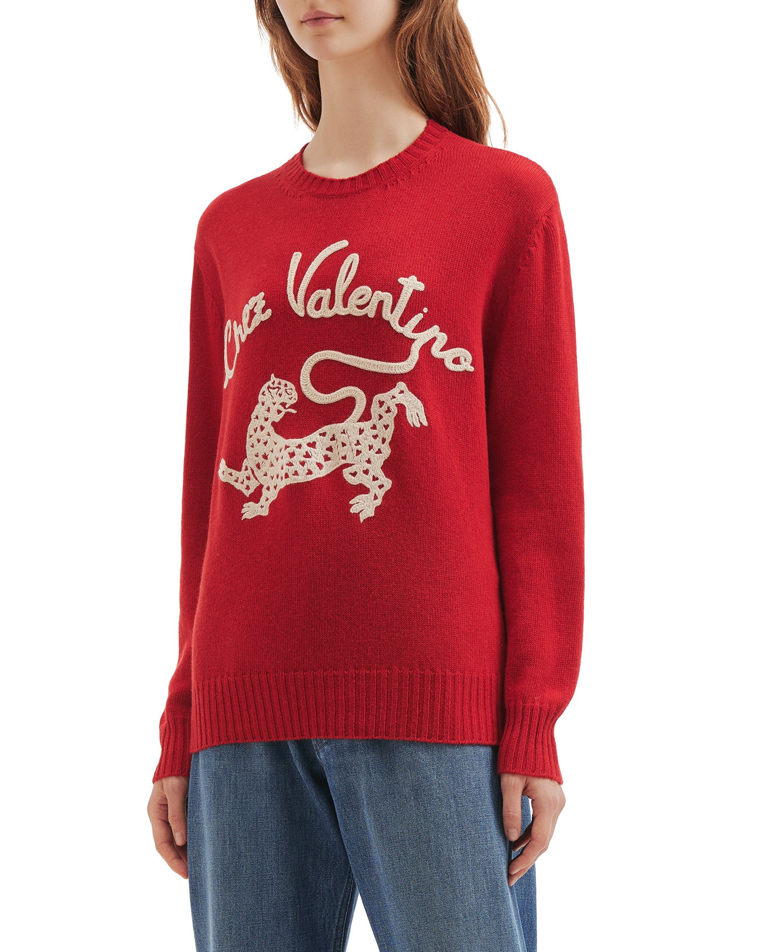 Chez Valentino & Panther embroidery sweater