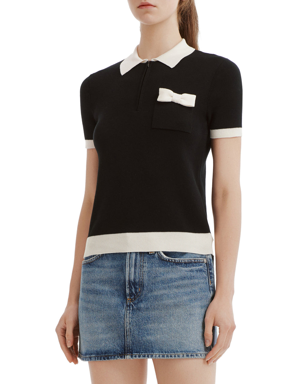 Bow-detail cotton polo shirt
