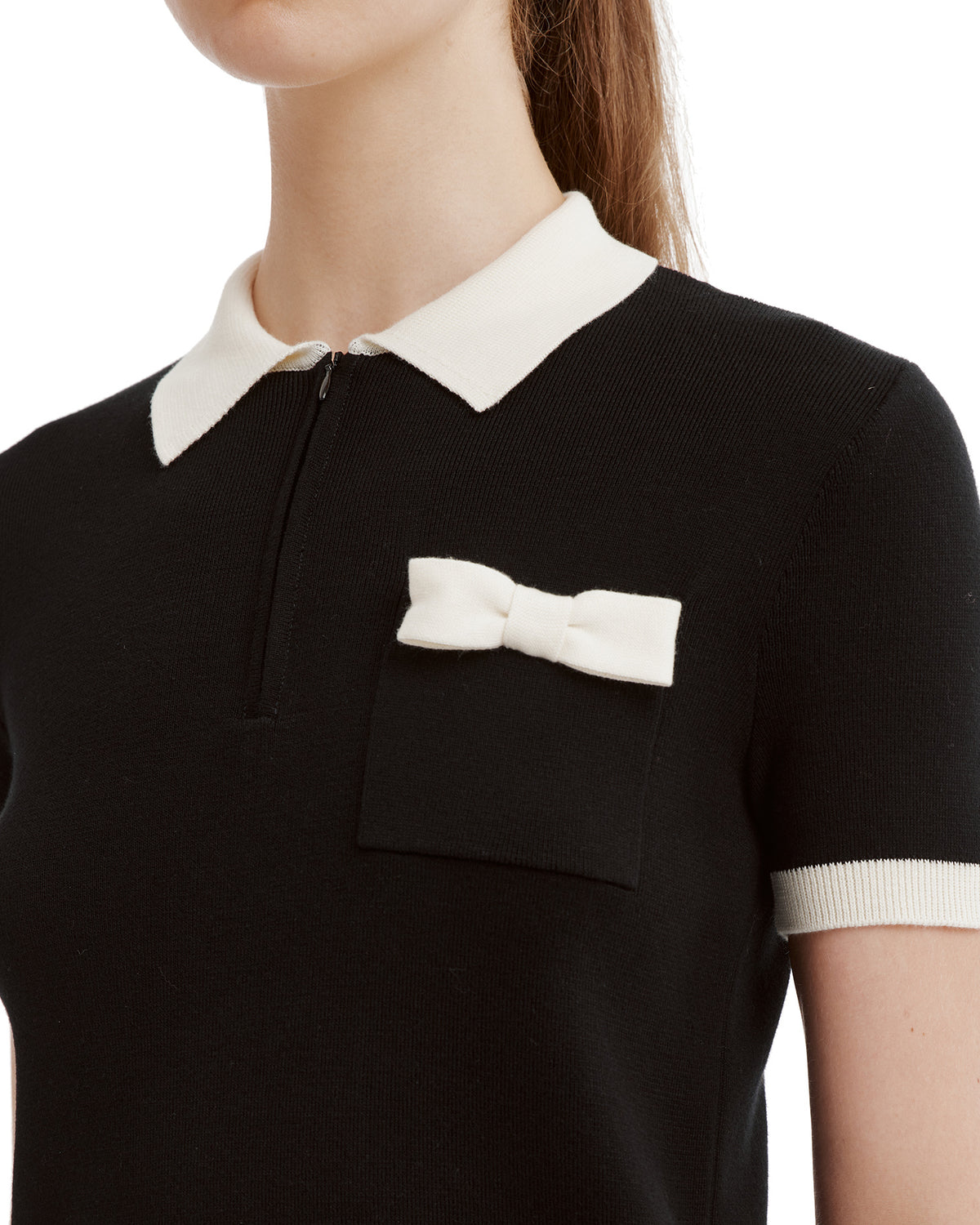Bow-detail cotton polo shirt