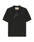 Silk-trimmed knit polo shirt