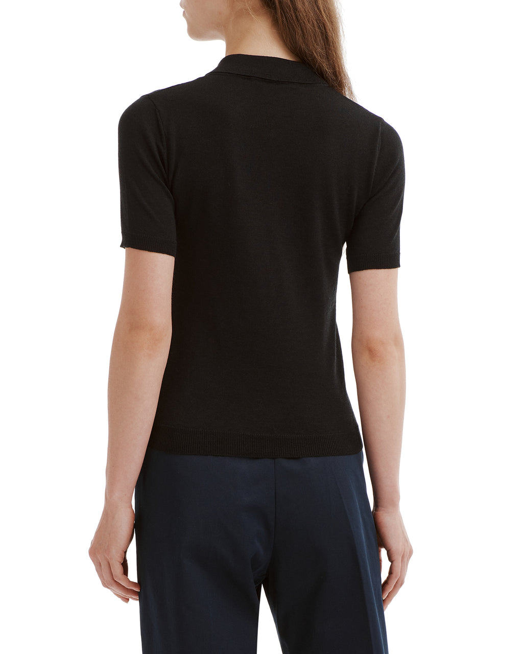 Silk-trimmed knit polo shirt